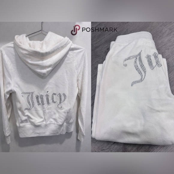 Juicy Couture Pants - NWT Juicy Couture White Velour Tracksuit Set ✨Size:S💖